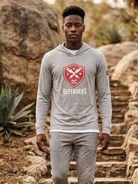 NEW XFL Washington DC Defenders XFL Football Gray  Lightweight Hoodie - Size L